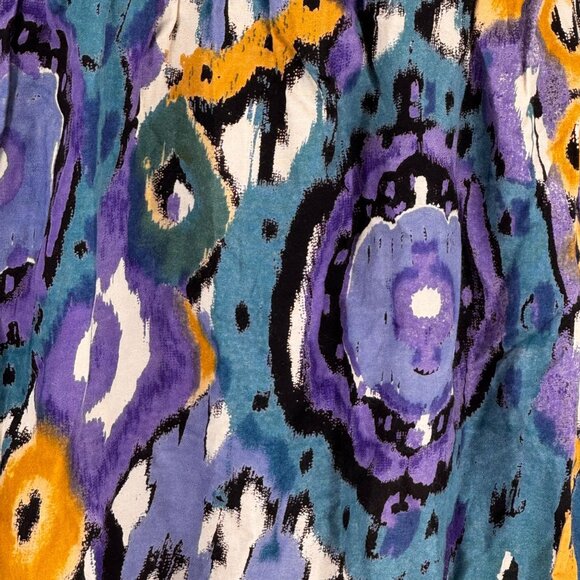 Vtg Angie One Shoulder Dress Womens S Ikat Oversized Boxy Bohemian Colorful Y2K - Picture 5 of 6